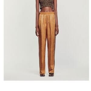 SOLD Sandro gold printed satin straight leg trousers